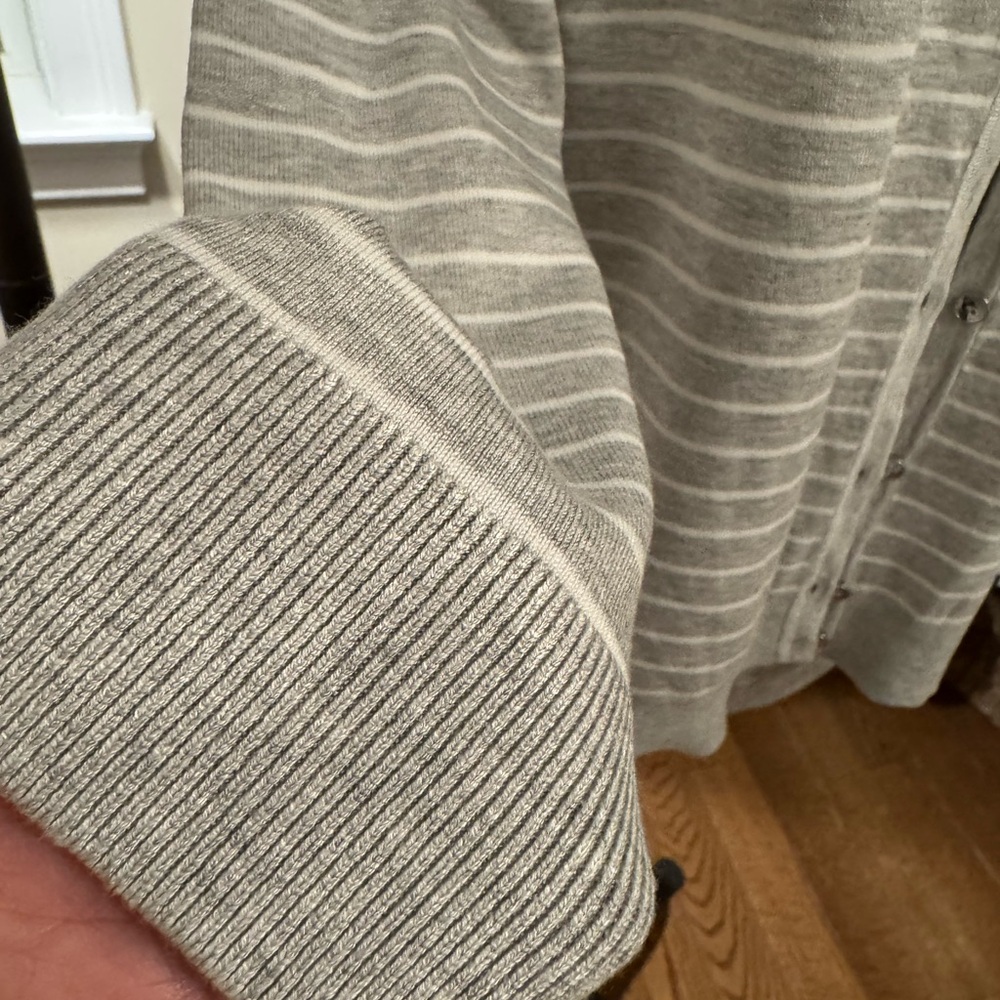 Jones New York Gray/White Striped Cardigan Sweater - Picture 6 of 11